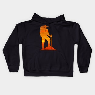 Backpacker In The Sunset While Hiking Kids Hoodie